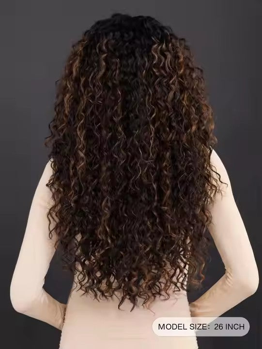 Highlighted Black Blonde Lace Front Wig African Curly Black Female