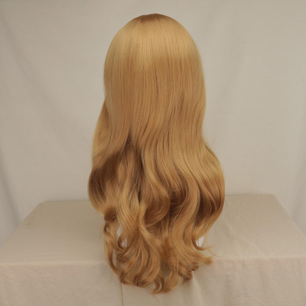 Women's synthetic heat-resistant fiber long light brown medium curly wig